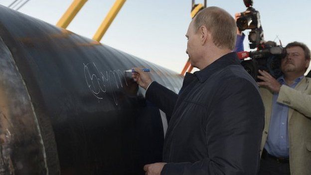 Russian President Vladimir Putin signs initial segment of pipeline to China (1 Sept 2014)