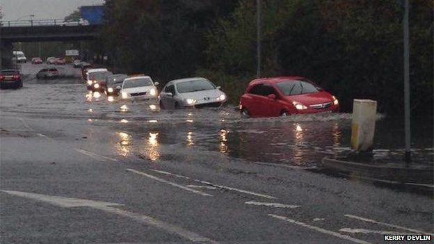 Many motorists at Kingsway, Dunmurry, are in deep water