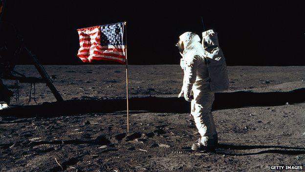 Astronaut Edwin "Buzz" Aldrin appeared on the moon on 20 July 1969