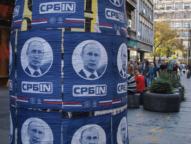Posters of Vladimir Putin in Belgrade
