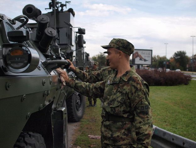 Soldier preparing for parade in Belgrade