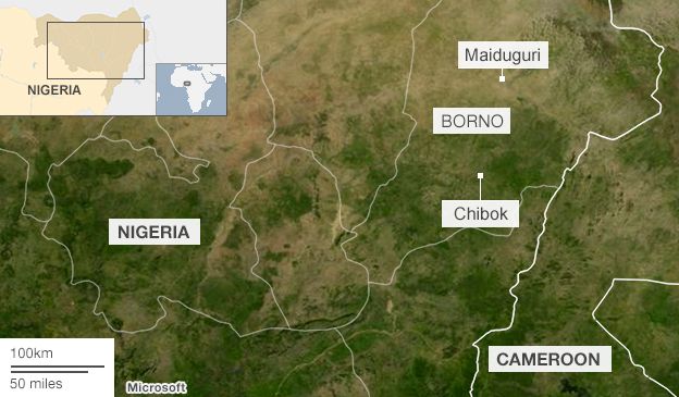 BBC map of Chibok in Nigeria