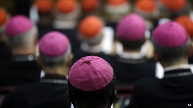 Bishops and Cardinals attend a morning session of a two-week synod on family issues at the Vatican, 13 October 2014
