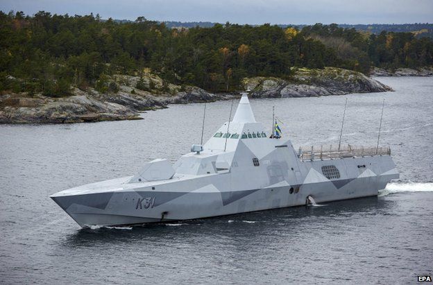 Swedish corvette Visby searches the Stockholm Archipelago, 19 October