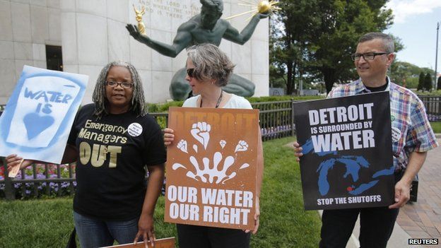 Water activists appeared in Detroit, Michigan, on 24 July 2014