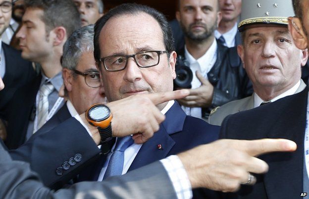 French President Francois Hollande in Milan on 17 Oct