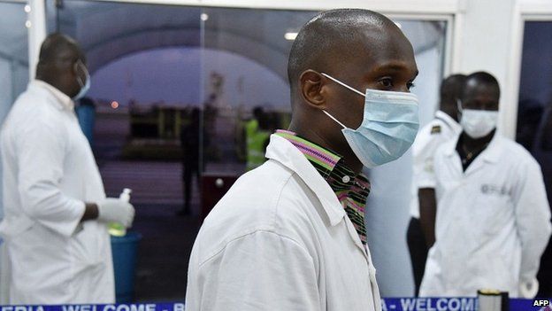 Medical workers wearing protective masks
