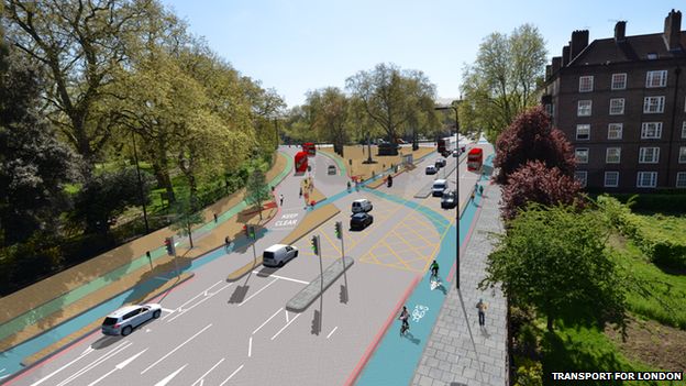 Artist's impression of proposed junction improvements at Kennington Park Road
