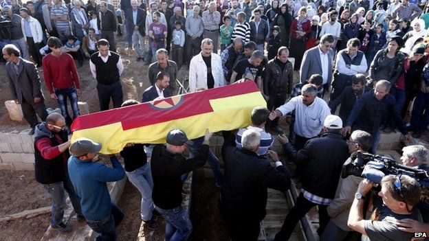 Funeral of Kurdish fighter in Turkish town of Suruc - 21 October