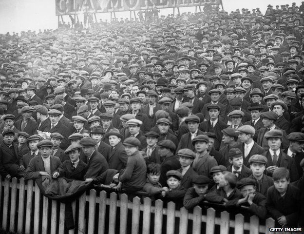 Millwall fans in the Den in 1923