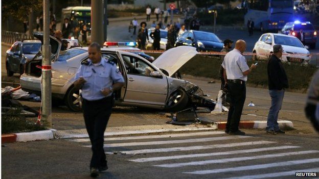 Scene of car attack in Jerusalem (22/10/14)