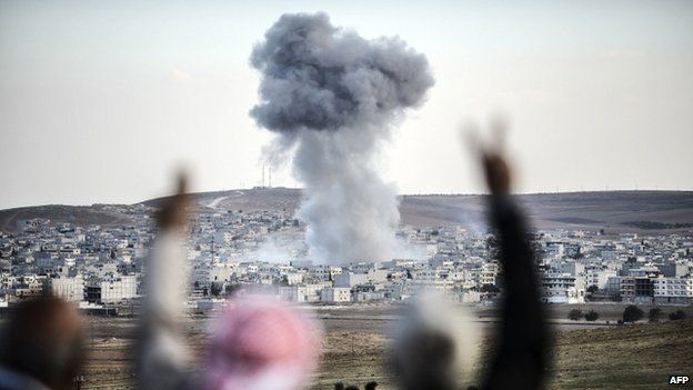Air strike on the Syrian town of Kobane (22 October 2014)