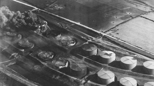 The effects of the raid on Pembroke dock oil tanks