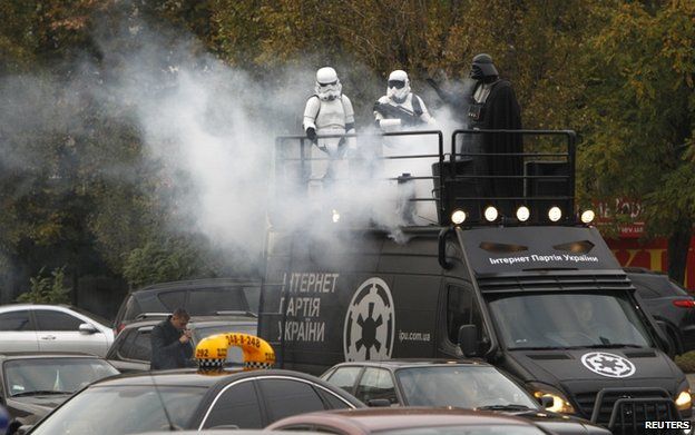 Internet Party activists dressed as Star Wars characters in Kiev, 22 October