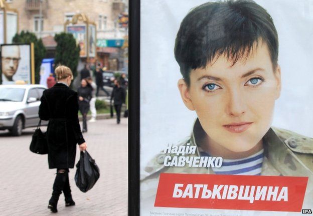 A poster for Nadiya Savchenko in Kiev, 22 October