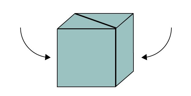 Instructions showing how to fold the strip of seven squares into a cube
