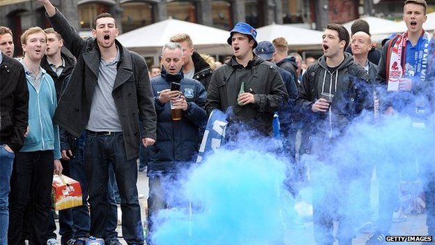 Everton fans in Lille