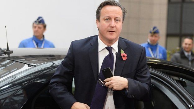 David Cameron arriving in Brussels on Friday
