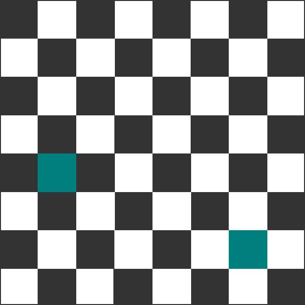 Chess board with one white and one black square obscured