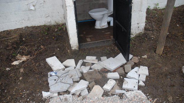 An outdoor toilet at Cariad Farm