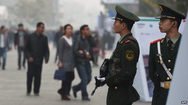 Chinese police officers on the street