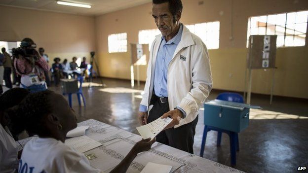 President Khama at a polling station - 24 October 2014