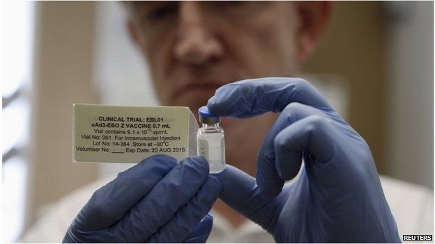 A phial of the Ebola vaccine