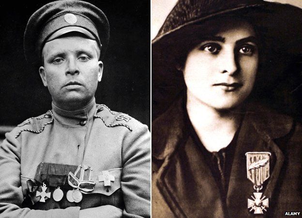 Russian she-soldier Maria Bochkareva and French fighter Emilienne Moreau