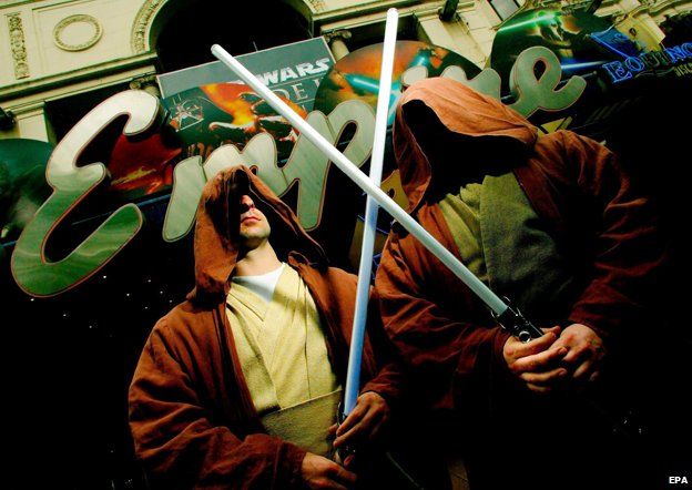 Star Wars fans dressed as Jedi warriors