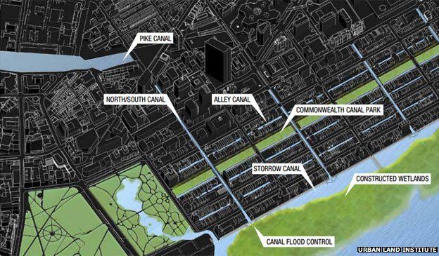 Map of canals in the Back Bay