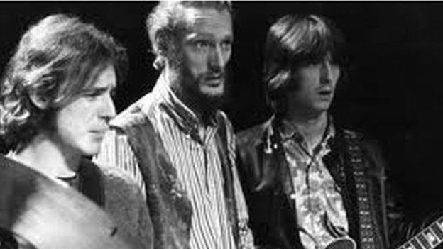 Jack Bruce (left) with Ginger Baker and Eric Clapton in Cream in the mid-1960s
