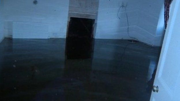 Inside the flooded house