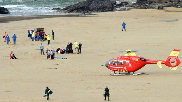 Rescue attempt at Mawgan Porth beach near Newquay