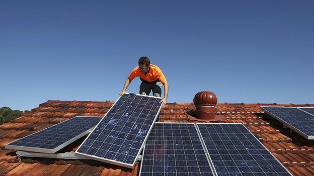 File image of solar panels on roof of a house in Sydney. August 2009