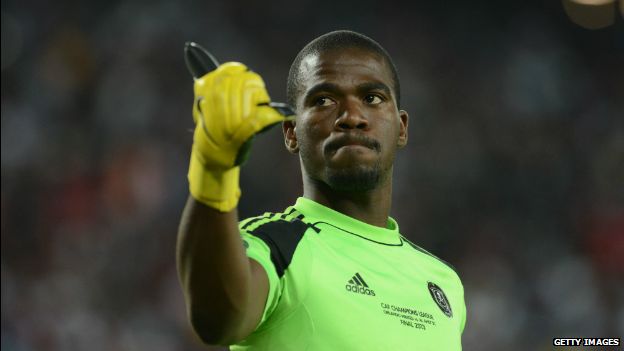 Senzo Meyiwa during the CAF Champions League Final between Orlando Pirates and Al Ahly in Soweto, SA - 02 November 2013