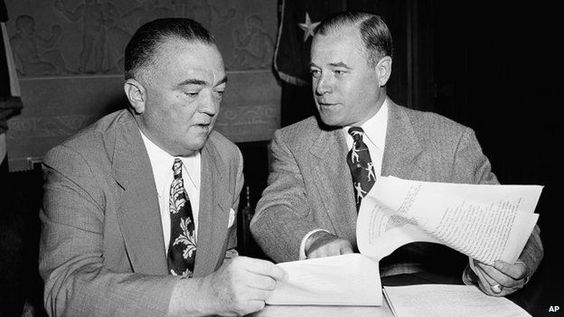 J Edgar Hoover (left) and Attorney General J Howard McGrath appeared in Washington on 20 June 1951