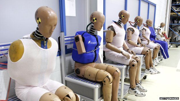 Crash-test dummies at Takata's current crash-testing facility in Michigan (2010)