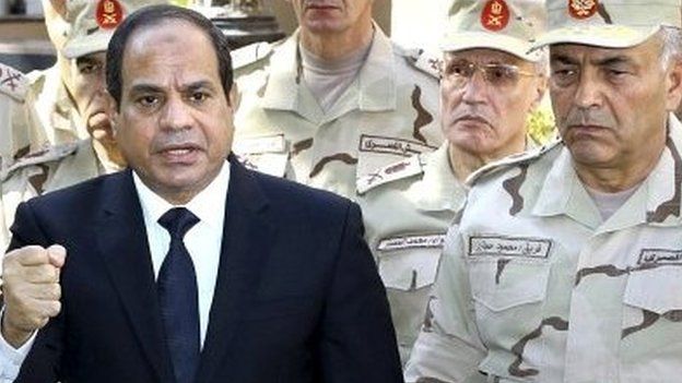 President Abdel Fattah al-Sisi giving a speech outside the Supreme Council in Cairo - 25 October 2014