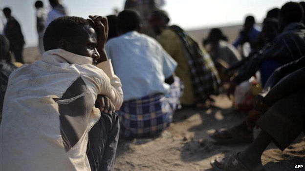 Ethiopian immigrants from the Oromo region in Djibouti on 5 December 2010