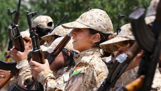 Female Kurdish Peshmerga fighters in Sulaimaniya (July 2014)