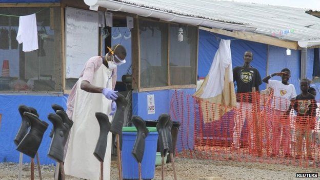 Ebola treatment unit set up by the US in Bong County, Liberia (28 October 2014)