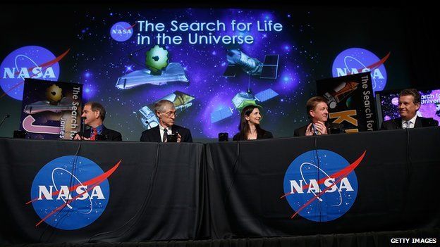 Nasa scientists at an event
