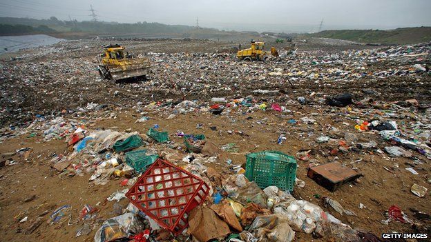 Rubbish at a UK landfill site