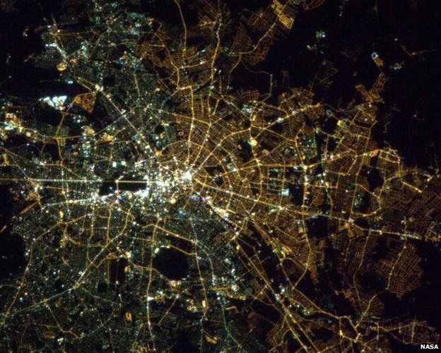 Berlin from the sky by astronaut Chris Hadfield 17 April 2013