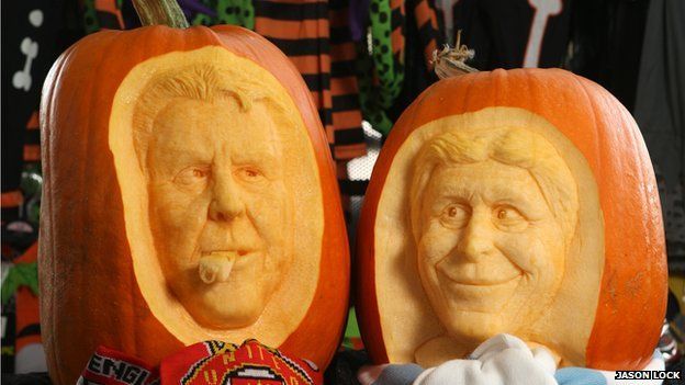 Louis Van Gaal and Manuel Pellegrini pumpkin carvings