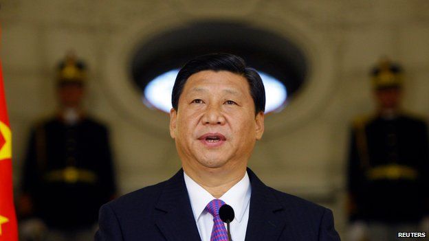 President Xi Jinping delivers a speech in Bucharest on 19 October 2009