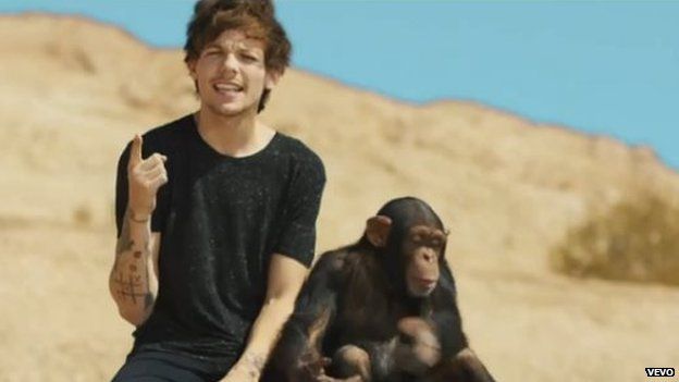 One Direction's Louis with chimpanzee