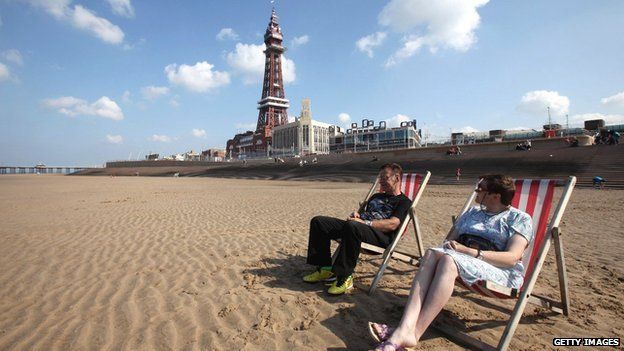 People on the beach at Blackpool