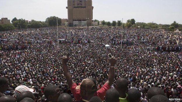 Protesters in the Place de la Nation in Ouagadougou