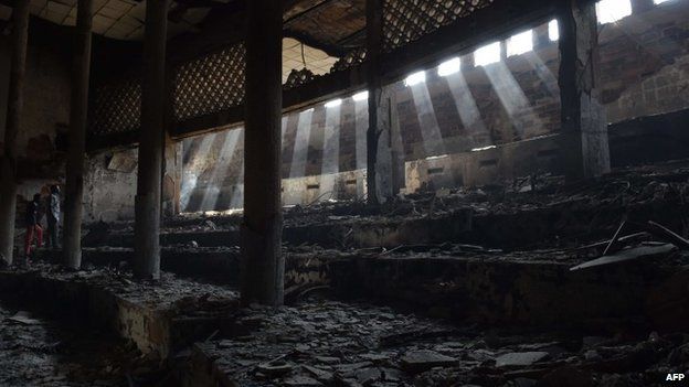 Burned interior of parliament